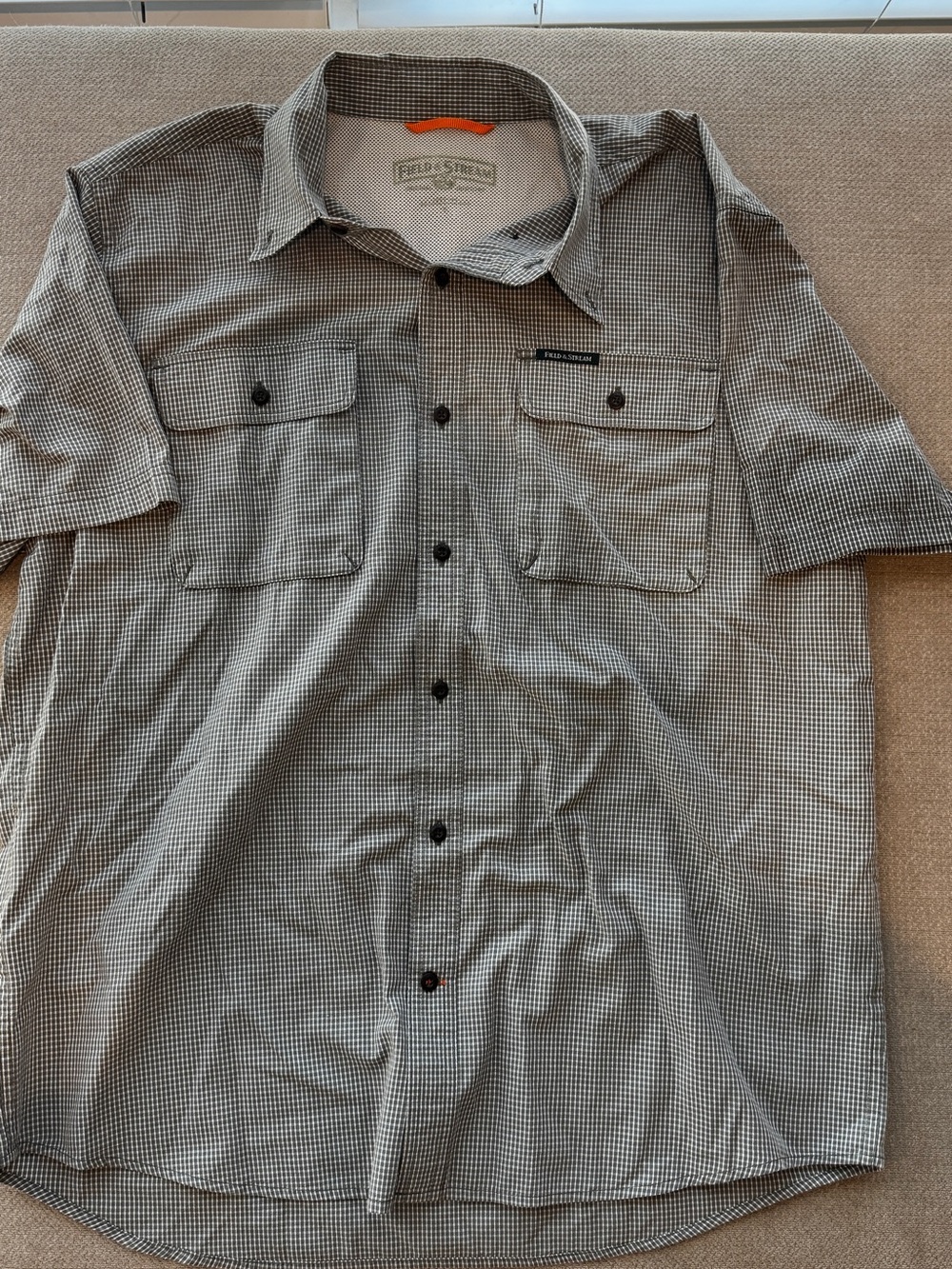 Field & Stream Short-Sleeve Button-Down Micro Check Shirt - Black & White